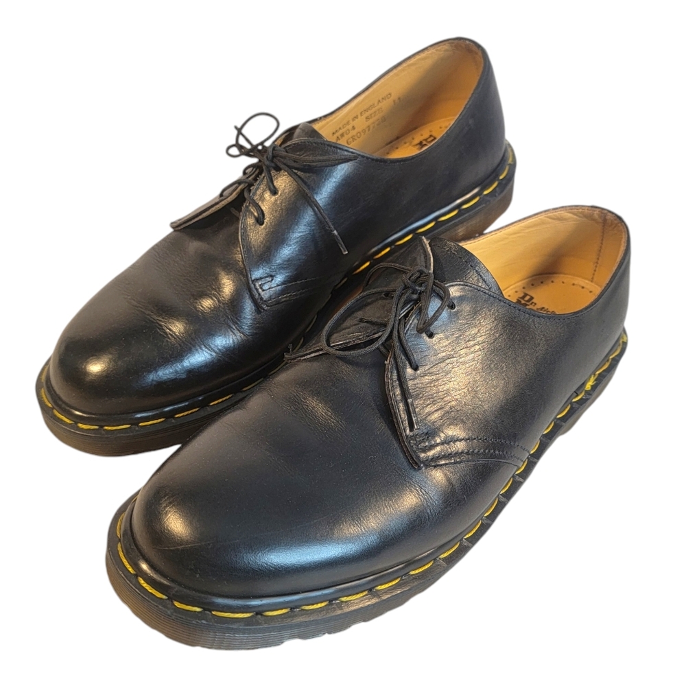 Dr. Martens Vintage Y2K Made in England Black Plain Toe Lace Up Blucher Size: 11 - Picture 1 of 11